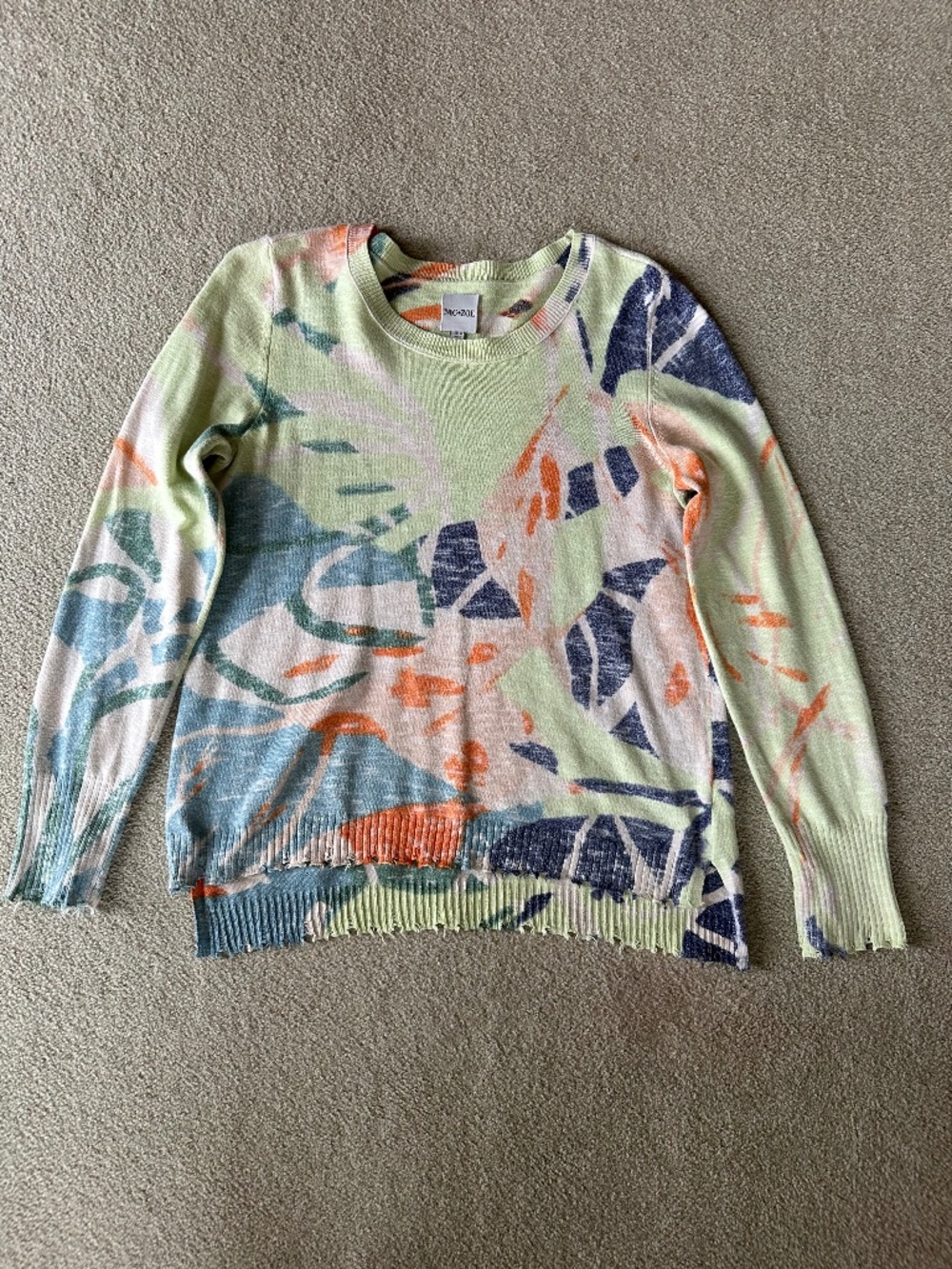 NIC & ZOE Soft Meadow Sweater, Green multi-color, Petite, PP